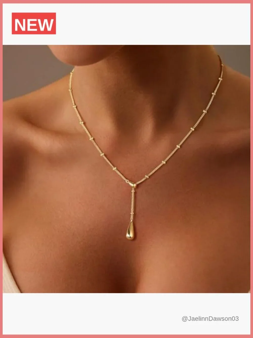Dainty 14K Gold Plated Beaded Chain Pendant Necklace Set